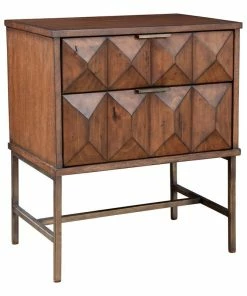Coupon 🧨 Origins By Alpine Trig Wood 2 Drawer Nightstand In Antique Brown 🌟