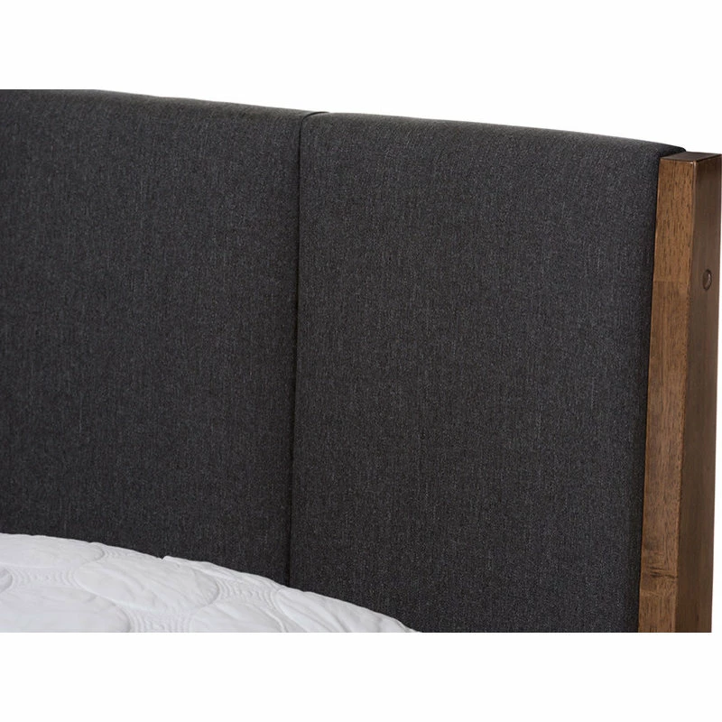 Hot Sale ๐ Baxton Studio Ember Dark Gray Fabric And Medium Brown Finish Platform Bed, Gray, Queen ๐งจ - Image 5