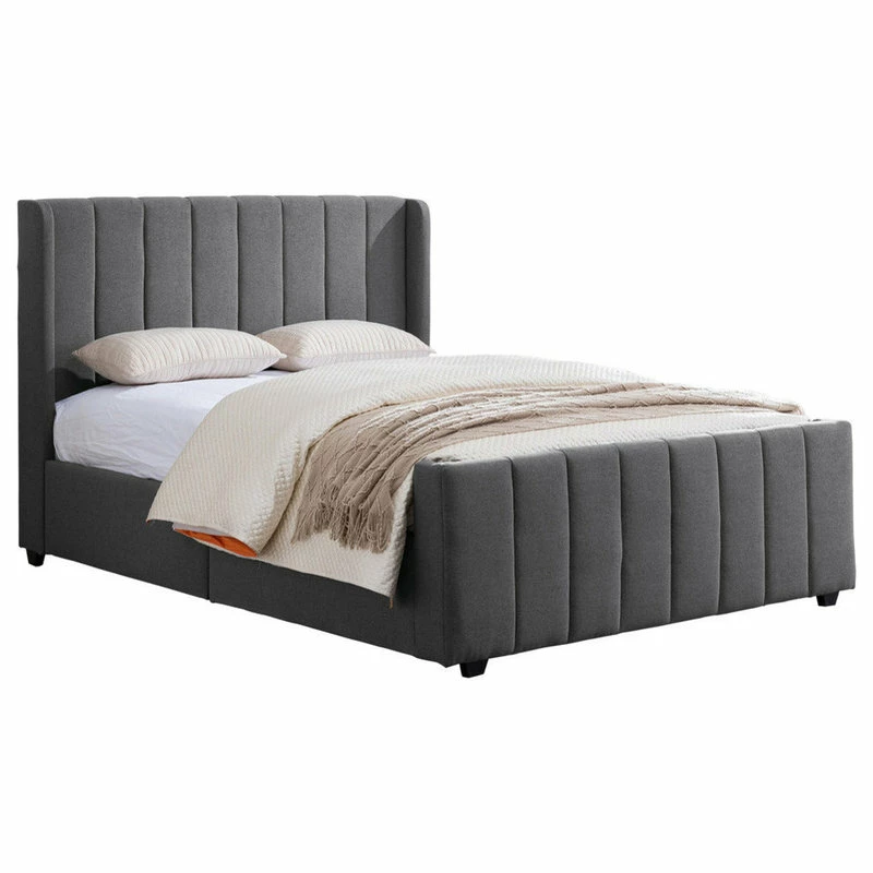 Top 10 😀 GDFStudio GDF Studio Riley Traditional Fully-Upholstered Queen Bed Frame, Charcoal Gray ✨