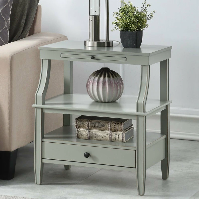 Cheapest ๐ Comfort Pointe Newton Antique White Storage Nightstand, Grey โจ - Image 2