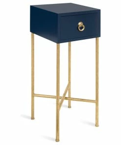 Best Sale ๐ Uniek Decklyn Wood Side Table, 12x12x30, Navy Blue ๐