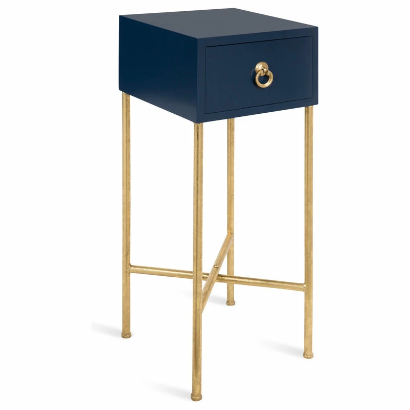 Best Sale 👍 Uniek Decklyn Wood Side Table, 12x12x30, Navy Blue 😍