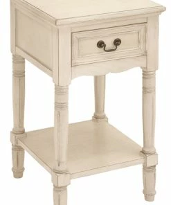 Promo 🤩 Urban Designs, Casa Cortes Urban Designs Solid Wood Night Stand Table, Antiqued White 🤩