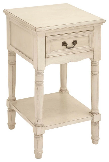Promo ๐คฉ Urban Designs, Casa Cortes Urban Designs Solid Wood Night Stand Table, Antiqued White ๐คฉ