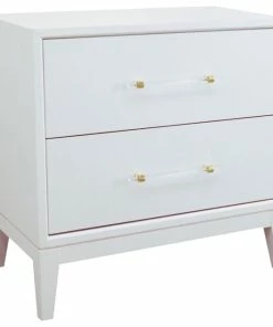 Best Sale 🎁 Best Master Furniture Orbis White Lacquer Nightstand 🔥